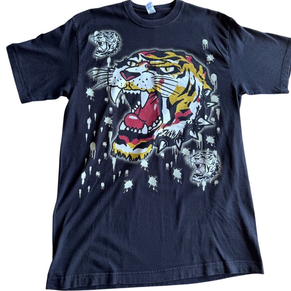 Ed Hardy Vintage Y2K New York City Skull Tiger black T-shirt